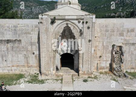 Susuz Caravanserai est situé à Burdur. Susuz Caravanserai Anatolien Seljuk période, a été construit au XIIIe siècle. Banque D'Images