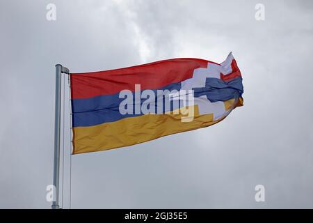 Drapeau de la République du Haut-Karabakh Banque D'Images