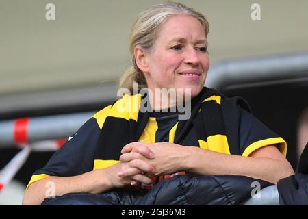 Göteborg, Suède. 08 septembre 2021. Hacken supporter lors du deuxième tour de qualification de la Ligue des champions des femmes de l'UEFA entre BK Hacken et Valerenga IF à l'arène de Bravida à Göteborg, Suède crédit: SPP Sport Press photo. /Alamy Live News Banque D'Images