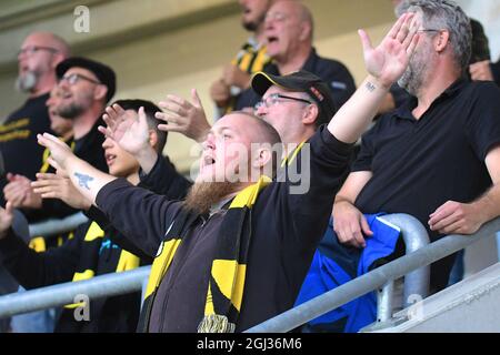 Göteborg, Suède. 08 septembre 2021. Hacken supporter lors du deuxième tour de qualification de la Ligue des champions des femmes de l'UEFA entre BK Hacken et Valerenga IF à l'arène de Bravida à Göteborg, Suède crédit: SPP Sport Press photo. /Alamy Live News Banque D'Images