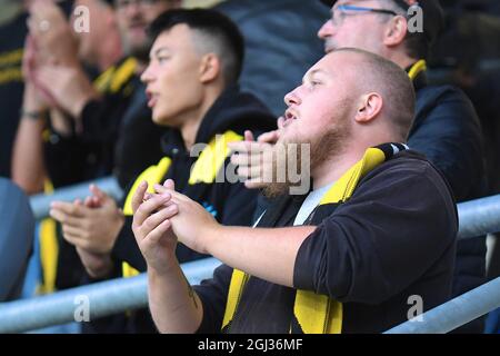 Göteborg, Suède. 08 septembre 2021. Hacken supporter lors du deuxième tour de qualification de la Ligue des champions des femmes de l'UEFA entre BK Hacken et Valerenga IF à l'arène de Bravida à Göteborg, Suède crédit: SPP Sport Press photo. /Alamy Live News Banque D'Images