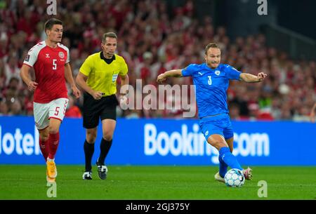 8 septembre 2021 : Dan Leon Glazer d'Israël pendant le Danemark contre Israël, qualification de coupe du monde au stade Parken, Copenhague, Danemark. Prix Kim/CSM Banque D'Images