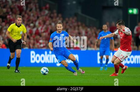 8 septembre 2021 : Dan Leon Glazer d'Israël pendant le Danemark contre Israël, qualification de coupe du monde au stade Parken, Copenhague, Danemark. Prix Kim/CSM Banque D'Images