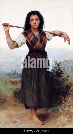 Le petit Shepherdess de William-Adolphe Bouguereau (1825-1905), huile sur toile, 1889 Banque D'Images