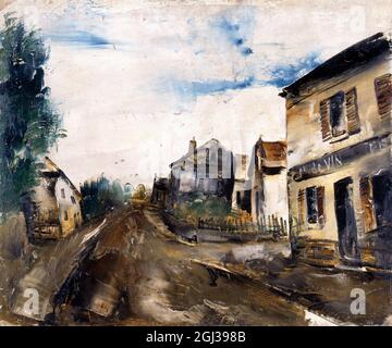 Vue sur la banlieue parisienne par l'artiste japonais Yūzō Saeki (1898-1928), huile sur toile, 1924 Banque D'Images