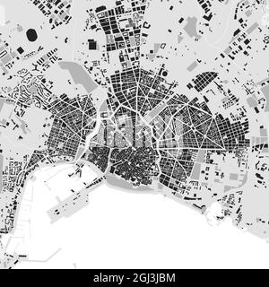 Plan de la ville urbaine de Palma de Majorque. Illustration vectorielle, poster d'art en niveaux de gris de la carte de Palma de Majorque. Carte des rues avec routes, ville métropolitaine a Illustration de Vecteur
