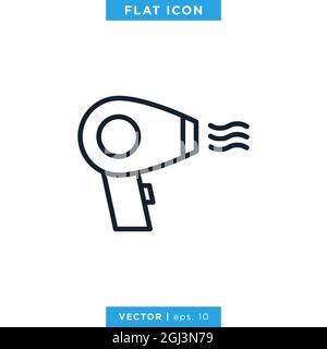 Modèle de conception d'illustrations vectorielles pour sèche-cheveux. Vecteur eps modifiable 10. Illustration de Vecteur