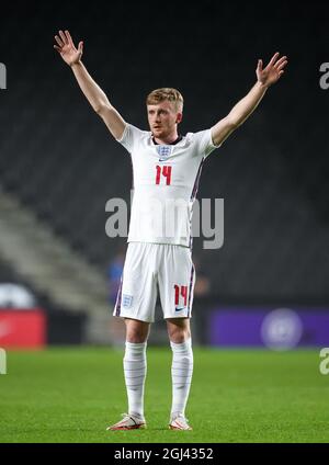 Milton Keynes, Royaume-Uni. 07septembre 2021. Tommy Doyle (Manchester City) d'Angleterre U21 lors du match international de qualification Euro 2023 entre l'Angleterre U21 et le Kosovo U21 au stade:mk, Milton Keynes, Angleterre, le 7 septembre 2021. Photo d'Andy Rowland. Crédit : Prime Media Images/Alamy Live News Banque D'Images