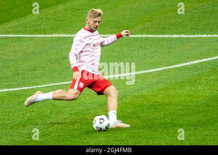 Varsovie, Pologne. 08 septembre 2021. Kamil Jozwiak de Pologne lors du match de qualification de la coupe du monde de la FIFA 2022 entre la Pologne et l'Angleterre au stade national PGE à Varsovie, Pologne, le 8 septembre 2021 (photo par Andrew SURMA/ Credit: SIPA USA/Alay Live News Banque D'Images