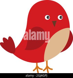 Oiseau rouge mignon isolé sur fond blanc. Joli oiseau de Noël à motif vectoriel Illustration de Vecteur