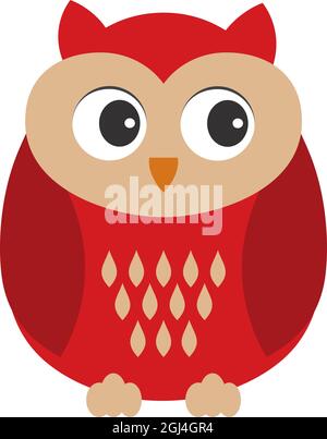 Chouette chouette rouge de Noël isolée. Hibou Noël vectoriel Illustration de Vecteur