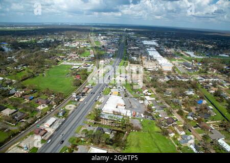 Une vue aérienne des dommages près de Laplace, Louisiane, laissé par l'ouragan Ida le 1er septembre 2021. Le U.S. Army corps of Engineers effectue des évaluations aériennes afin de mieux comprendre la taille et la portée des dommages et de déterminer les exigences en matière d'intervention de la mission. (É.-U. Photo de l'armée par le Maj Grace Geiger) Banque D'Images