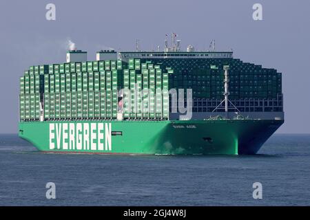 Le navire à conteneurs Ace atteindra le port de Rotterdam pour la première fois le 4 septembre 2021. Banque D'Images