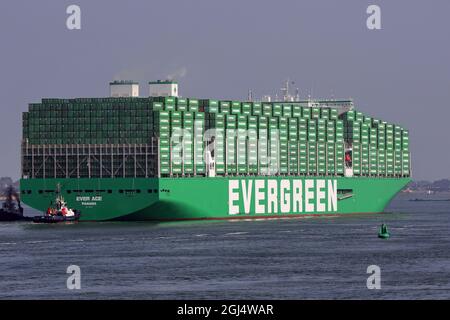 Le navire à conteneurs Ace atteindra le port de Rotterdam pour la première fois le 4 septembre 2021. Banque D'Images