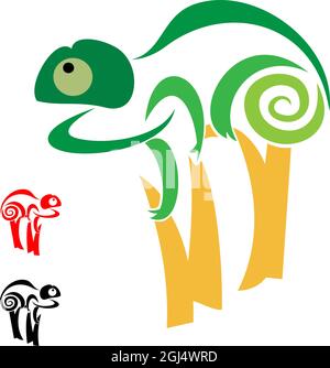 Caméléon sur fond blanc, vecteur. Illustration vectorielle superposée facile à modifier. Animaux sauvages. Animaux de compagnie. Illustration de Vecteur