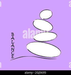 Pierres pour la méditation. Une pyramide de pierres abstraites. Équilibre et le concept de Zen.Illustration Banque D'Images