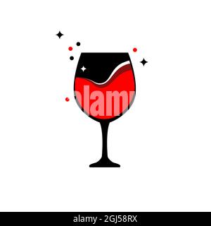 Verre de vin plein - symbole ou logo. Verre à vin rouge isolé Illustration de Vecteur