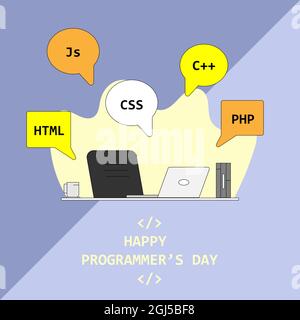 Fond du modèle Happy Programmer's Day. Illustration vectorielle pour le Web et l'impression isolée Illustration de Vecteur