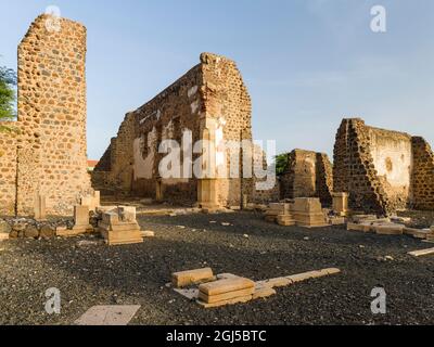 Ruine de la cathédrale se. Cidade Velha, centre historique de Ribeira Grande, classé au patrimoine mondial de l'UNESCO. Île de Santiago, Cap-Vert. Banque D'Images