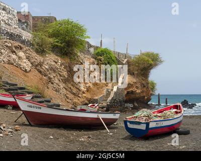 Ville Pedra Badejo. Île de Santiago, Cap-Vert dans l'Atlantique équatoriale. Banque D'Images
