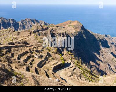 Ancienne route de montagne entre Porto Novo et Ribeira Grande. Île Santo Antao, Cap-Vert Banque D'Images