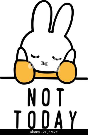 Briser les coeurs : l'image sincère d'un triste lapin disant « pas aujourd'hui » Illustration de Vecteur