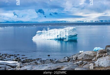 Glaciers bleus, Damey point, Péninsule Antarctique, Antarctique. Glace bleue, neige comprimée. Banque D'Images