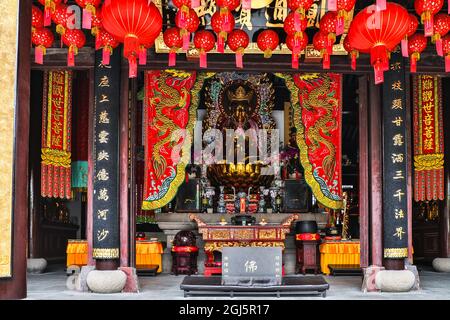 Asie, Chine, Zhujiajiao ('Venise de l'est'), Temple de Dieu de la ville Banque D'Images