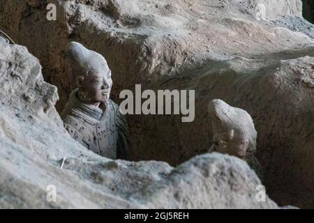 Asie, Chine, province de Shaanxi, Xian, armée de terre cuite (guerriers) au musée du Mausolée de l'empereur Qin Shi Huang (usage éditorial uniquement) Banque D'Images