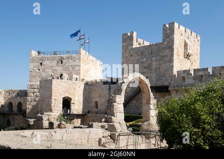 Israël, Jérusalem. L'intérieur de la Tour de David dans la vieille ville de Jérusalem. Banque D'Images