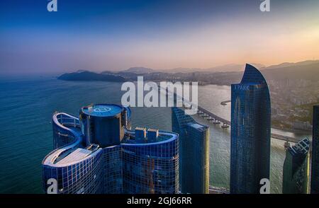 BUSAN, CORÉE DU SUD - 26 juillet 2014 : les tours Zenith à Busan, Corée du Sud Banque D'Images