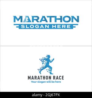 Logo course à pied pour marathon sport Illustration de Vecteur