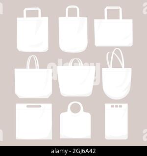 Ensemble de sacs en tissu plat illustration vectorielle. Illustration de Vecteur