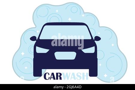 Logos Carwash isolés sur un fond propre. Emblèmes vectoriels pour services de lavage de voitures. Illustration de Vecteur
