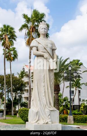 Monument de la statue de la reine Wilhelmina, Oranjestad, Aruba Banque D'Images
