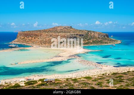 Vue pittoresque sur la plage et le lagon de Balos sur la péninsule de Gramvousa. Crète, Grèce Banque D'Images