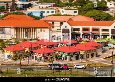 Vue aérienne de la capitale Willemstad, Curaçao. Banque D'Images