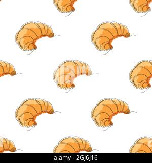 Ensemble d'icônes de croissant isolées sur fond blanc. Motif sans couture. Illustration de Vecteur