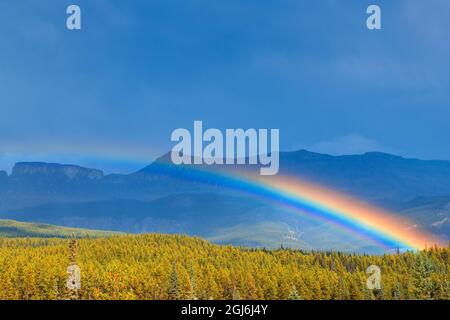 Canada, Alberta, parc national Banff. Arc-en-ciel et nuages de tempête dans la vallée de la Bow. Credit AS: Mike Grandmaison / Jaynes Gallery / DanitaDelimont.com Banque D'Images