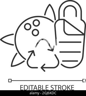 Sac de couchage en forme de cocotier, icône linéaire Illustration de Vecteur