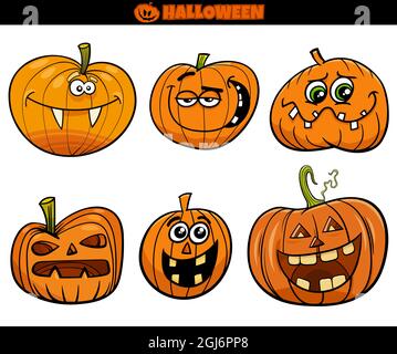 Illustration de la bande dessinée des citrouilles d'Halloween ou des personnages de la bande dessinée Jack'o'lanternes Illustration de Vecteur