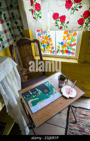 Le Canada, la Nouvelle-Écosse, Digby, Maud Lewis House Réplique construite par Murray Ross, réplique parfaite du peintre Maude Lewis's house maintenant sur l'affichage à l'Art Ga Banque D'Images