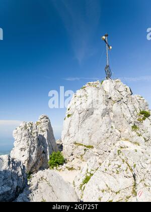 Mt. Kampenwand dans les Alpes de Chiemgau en haute-Bavière. Europe, Allemagne, Bavière Banque D'Images