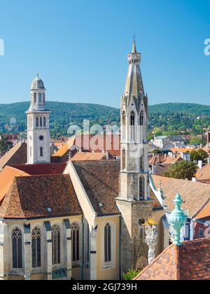 Vue depuis la tour de surveillance des feux sur la ville. Sopron en Transdanubia, à l'ouest de la Hongrie, près de la frontière avec l'Autriche. Europe de l'est, Hongrie. Banque D'Images