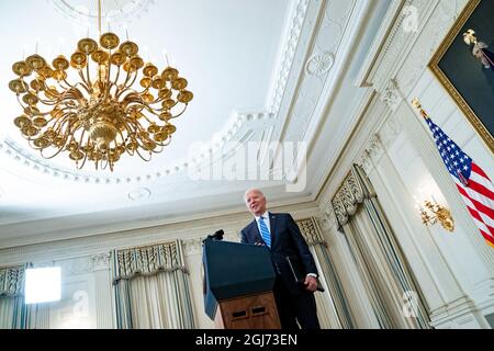 Washington, États-Unis. 19 juillet 2021. Le président Joe Biden prononce un discours sur l'économie, le lundi 19 juillet 2021, dans la salle à manger de l'État de la Maison Blanche. (Photo officielle de la Maison Blanche par Erin Scott via Credit: SIPA USA/Alay Live News Banque D'Images