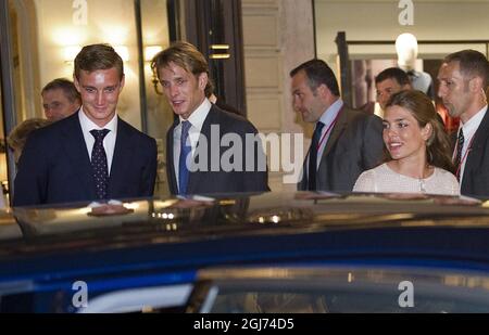 MONTE CARLO 20110701 la princesse Caroline de Monaco vendredi part à l'Hermitage de Monte Carlo avant le mariage du lendemain du prince Albert II de Monaco et de Charlene Wittstock. Foto: Maja Suslin / SCANPIX / Kod 10300 Banque D'Images