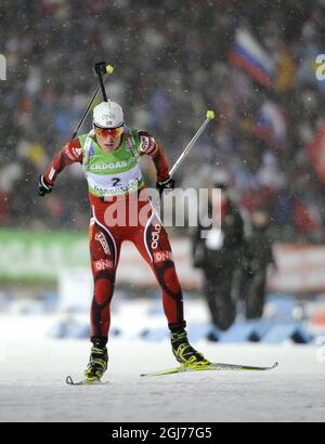 OSTERSUND 2011-12-02 Tora Berger, de Norvège, a terminé 2e au concours féminin Sprint de 7.5 km de la coupe du monde de biathlon à Oestersund, Suède, le 3 décembre 2011. Photo: Anders Wiklund / SCANPIX ** SUÈDE SORTIE ** Banque D'Images