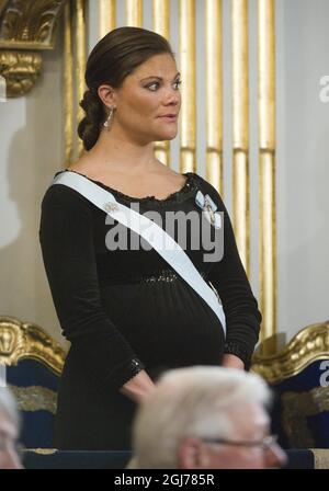 STOCKHOLM - 20111220 la princesse Victoria participe à la réunion officielle annuelle de l'Académie royale suédoise à Stockholm le 20 décembre 2011. Foto: Henrik Montgomery / SCANPIX Kod: 10060 Banque D'Images