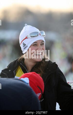 Pippa Middleton prenant part à la course de ski de fond de 90 km de long, Vasaloppet, qui s'étend entre Salen et Mora en Suède le dimanche 4 mars 2012. Banque D'Images