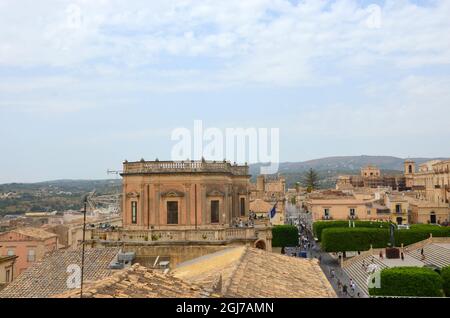 Quelques photos de la belle ville de Noto, dans le sud de la Sicile, prises lors d'un voyage en Sicile à l'été 2021. Banque D'Images